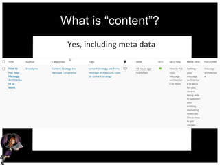 What is “content”?
Yes, including meta data
 