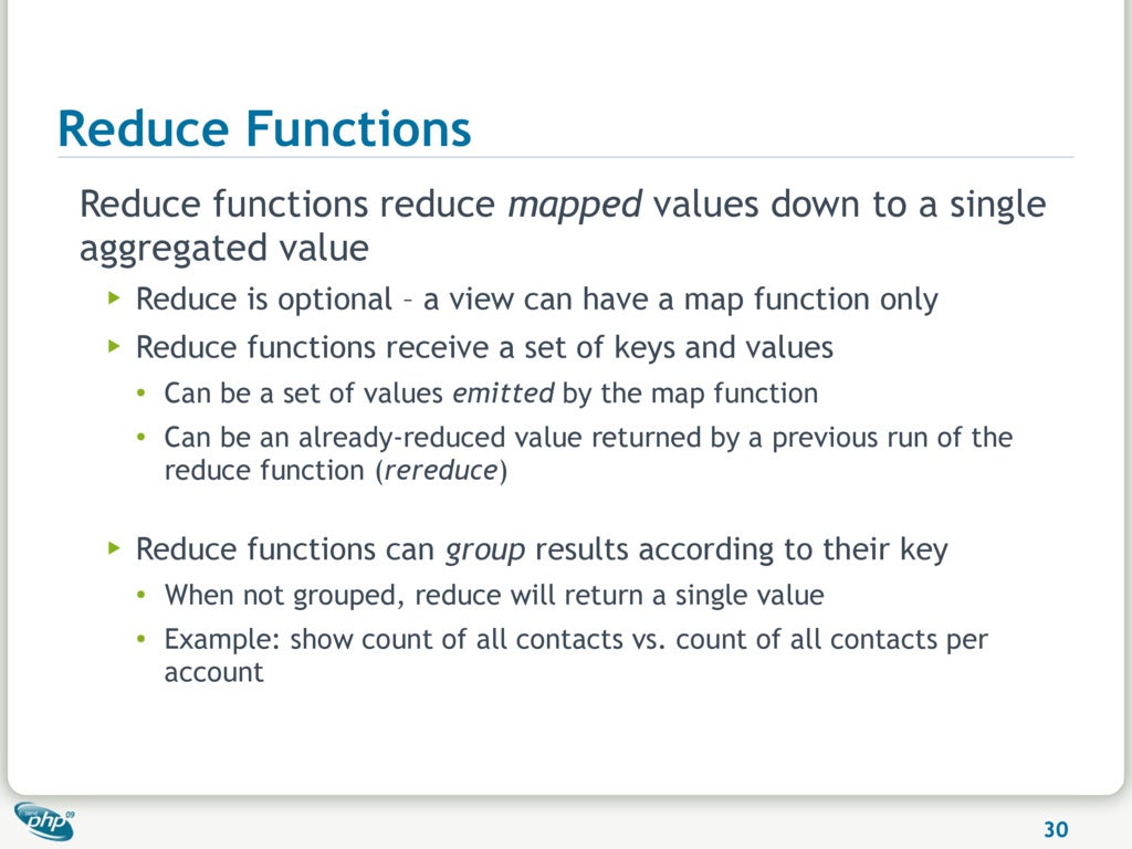 Reduce Functions Reduce functions reduce