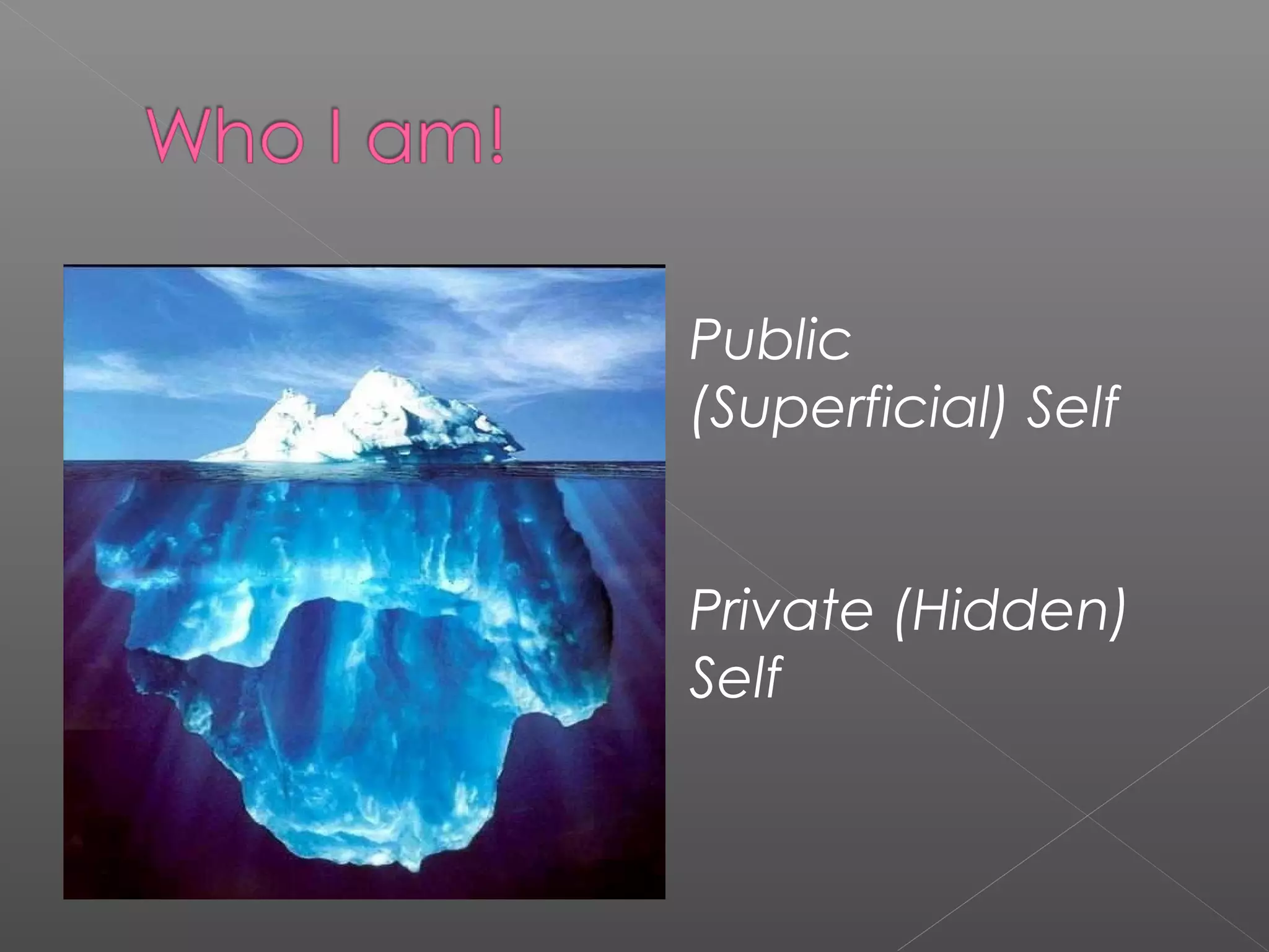 Public
(Superficial) Self


Private (Hidden)
Self
 