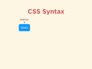 CSS Syntax
html
Selector
 
