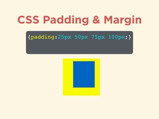 CSS Padding & Margin
{padding:25px 50px 75px 100px;}
 