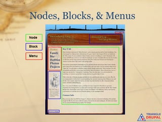 Nodes, Blocks, & Menus
 
