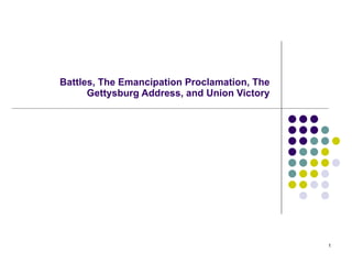 Battles, The Emancipation Proclamation, The Gettysburg Address, and Union Victory 
