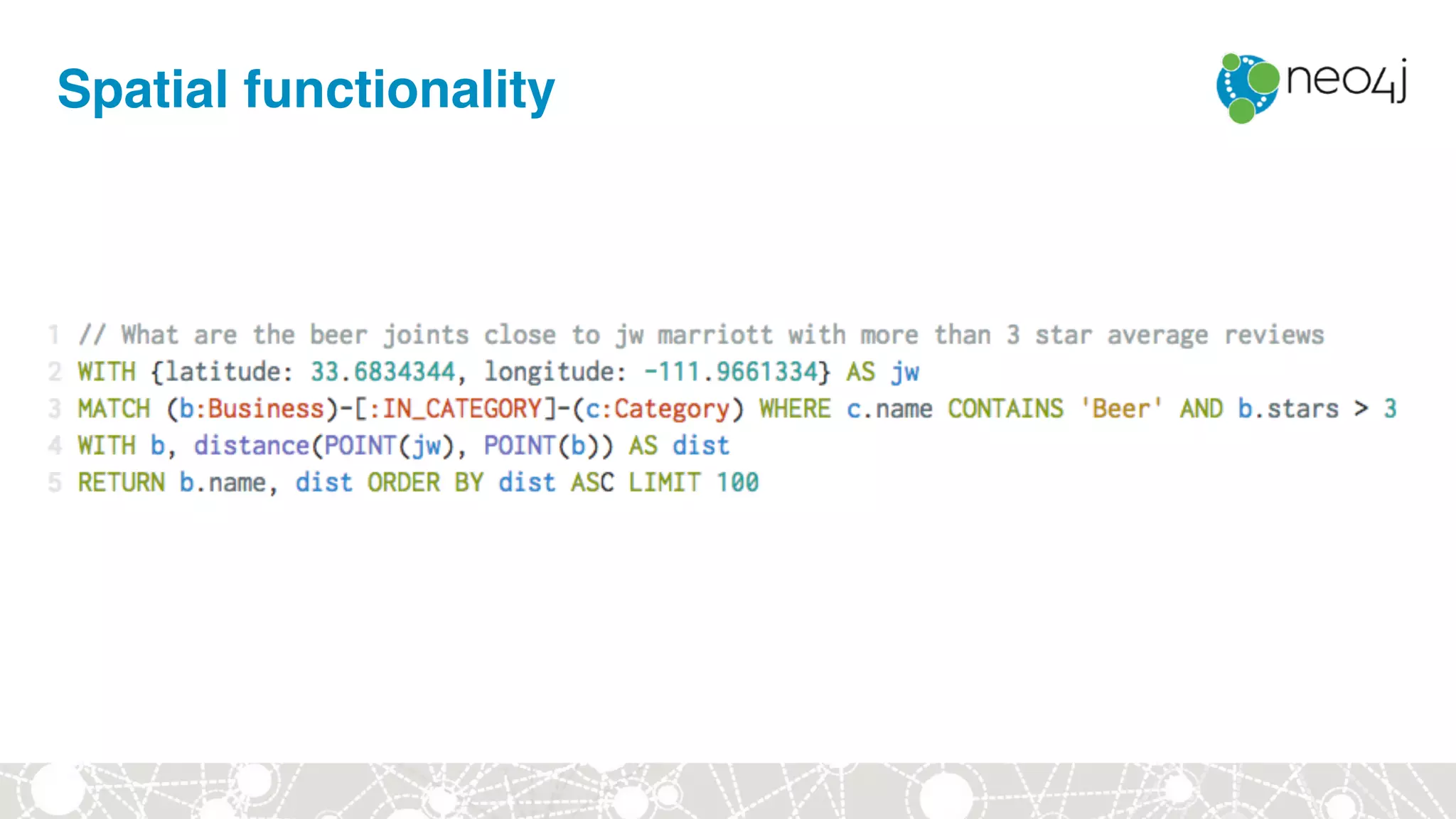 Spatial functionality
 