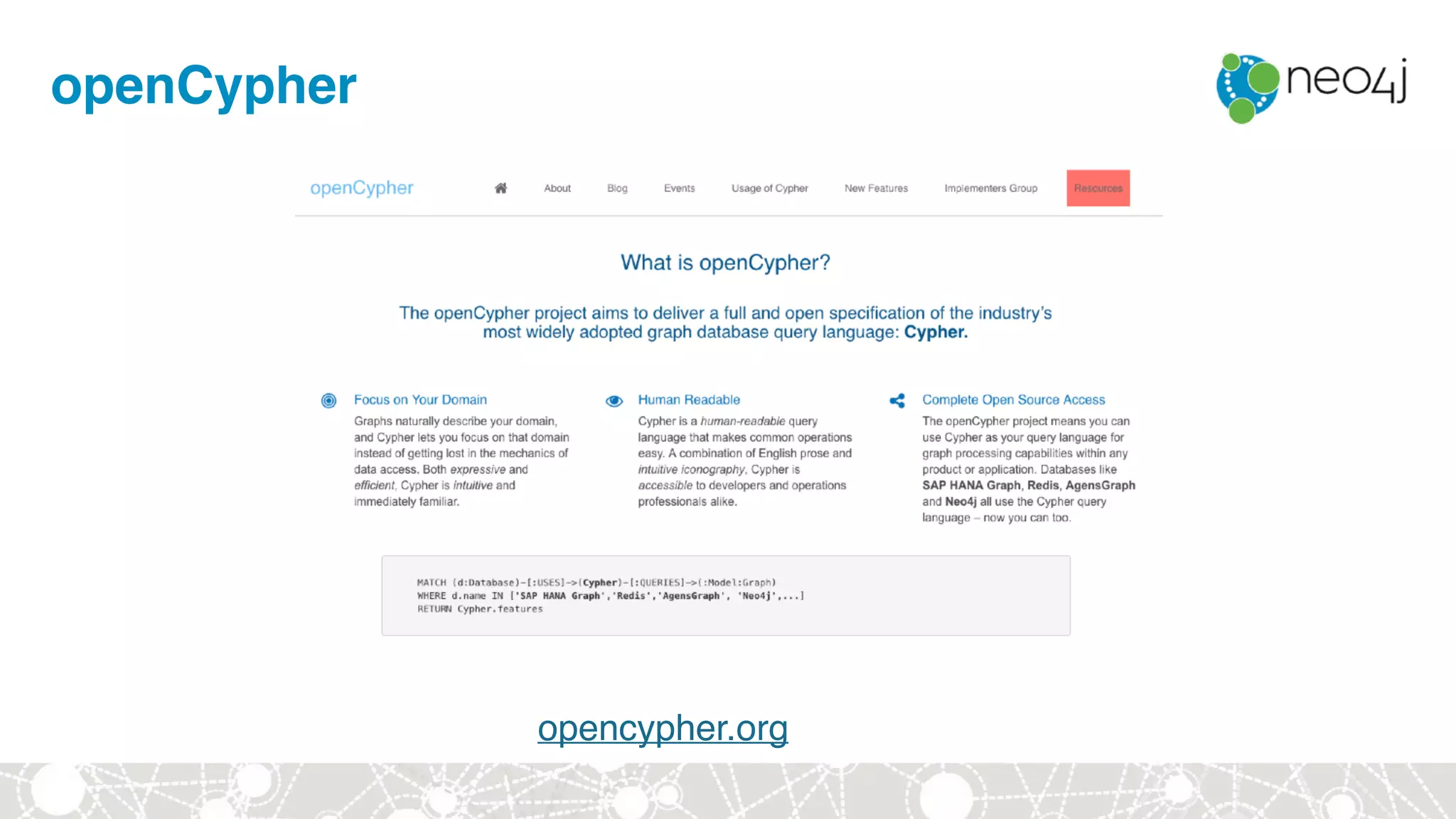 openCypher
opencypher.org
 