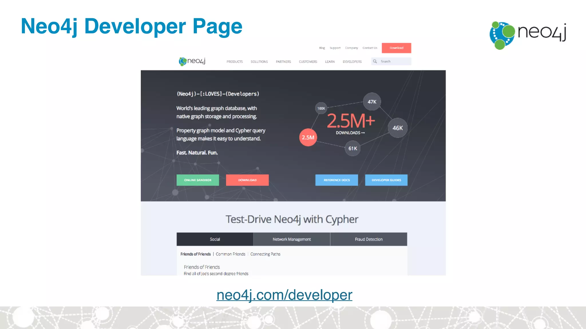 Neo4j Developer Page
neo4j.com/developer
 