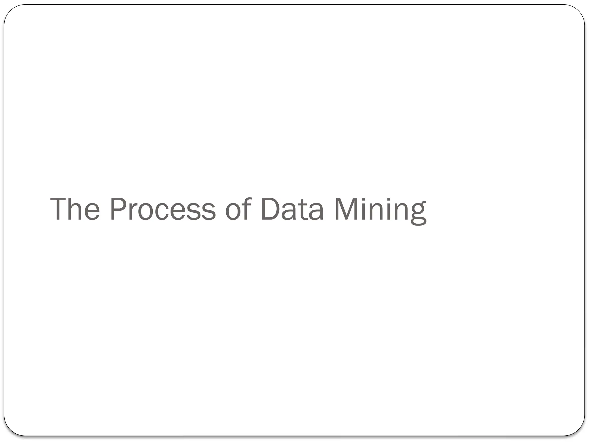 The Process of Data Mining
 