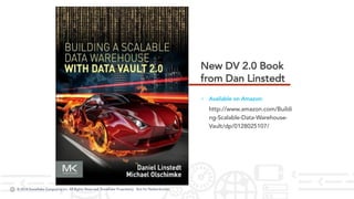 © 2018 Snowflake Computing Inc. All Rights Reserved. Snowflake Proprietary. Not for Redistribution.© 2018 Snowflake Computing Inc. All Rights Reserved. Snowflake Proprietary. Not for Redistribution.
› Available on Amazon:
http://www.amazon.com/Buildi
ng-Scalable-Data-Warehouse-
Vault/dp/0128025107/
New DV 2.0 Book
from Dan Linstedt
 