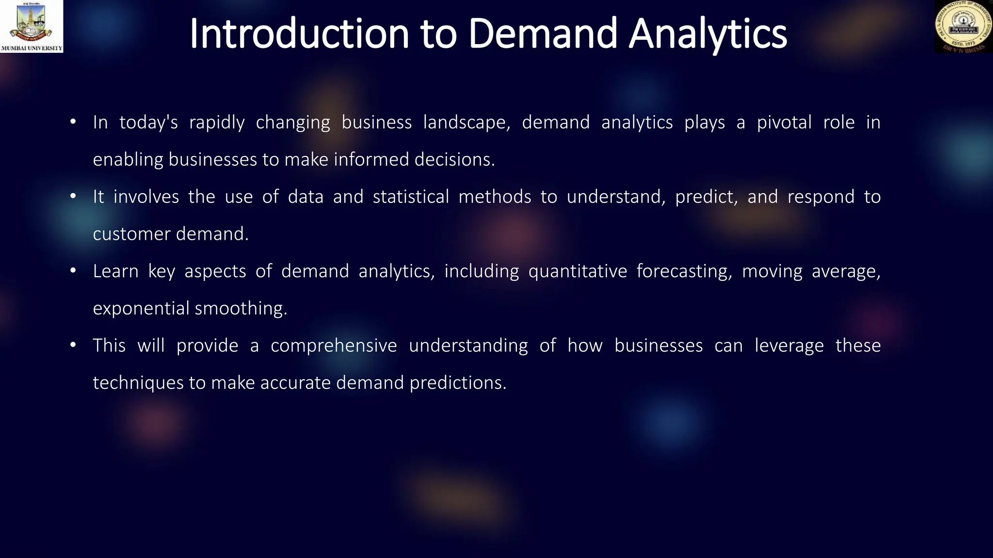 Presentation on Introduction to Demand Analytics | PPT