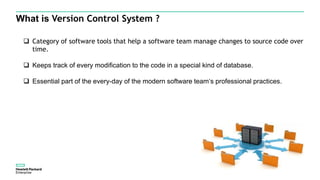What is Version Control System ?
 Category of software tools that help a software team manage changes to source code over
time.
 Keeps track of every modification to the code in a special kind of database.
 Essential part of the every-day of the modern software team‘s professional practices.
 