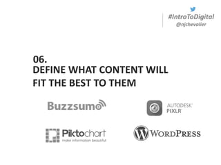 #IntroToDigital
@njchevalier
DEFINE WHAT CONTENT WILL
FIT THE BEST TO THEM
06.
 