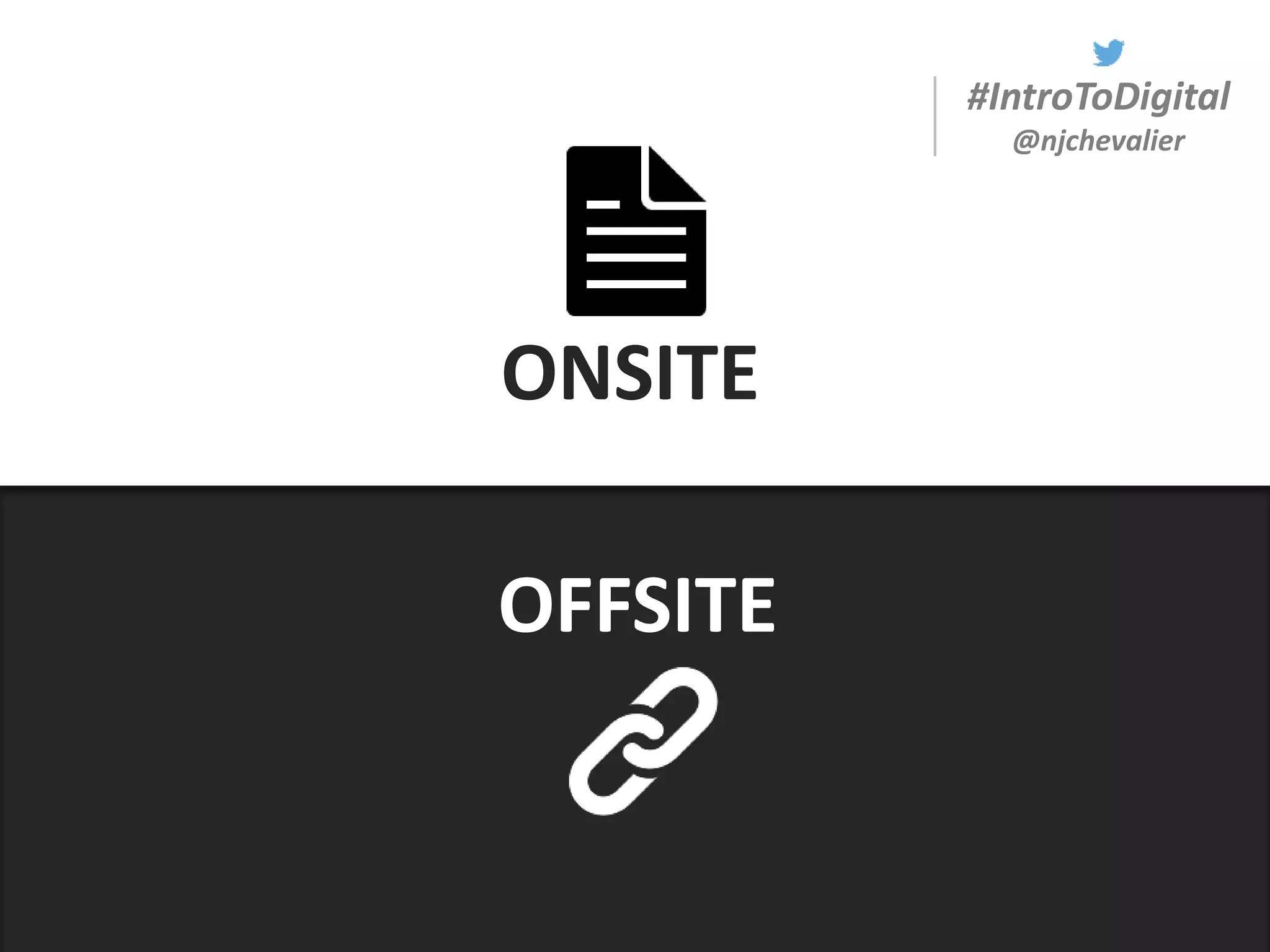 #IntroToDigital
@njchevalier
ONSITE
OFFSITE
 