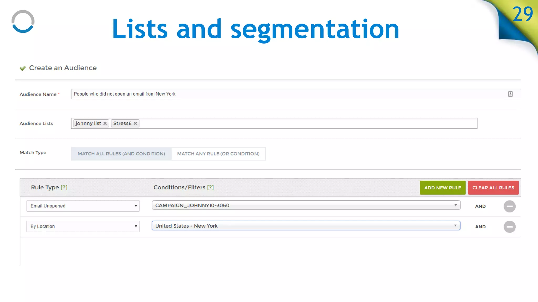 Lists and segmentation
29
 