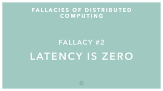 FALLACY #2
LATENCY IS ZERO
FA L L A C I E S O F D I S T R I B U T E D
C O M P U T I N G
3 0
 