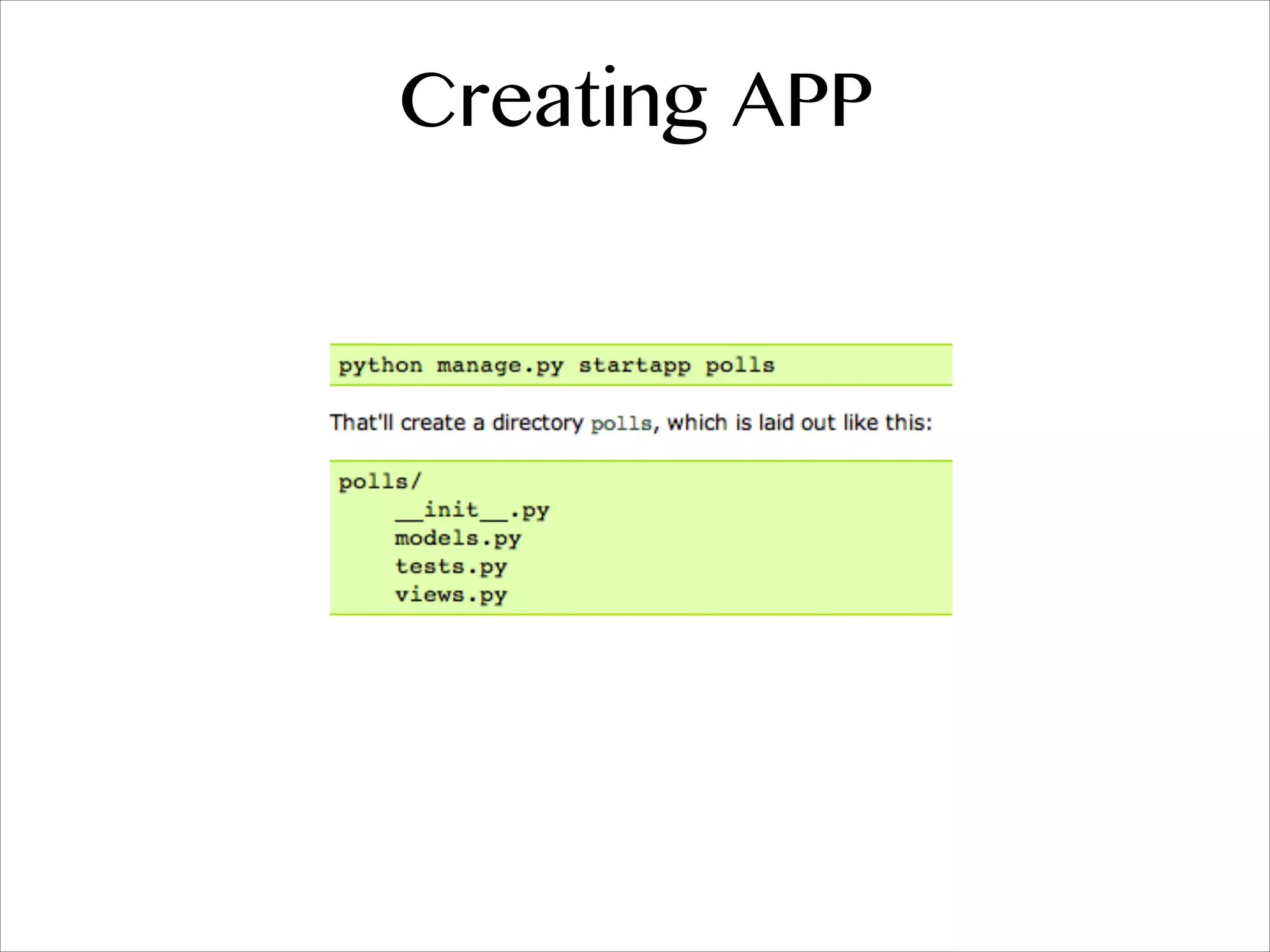 Creating APP
 