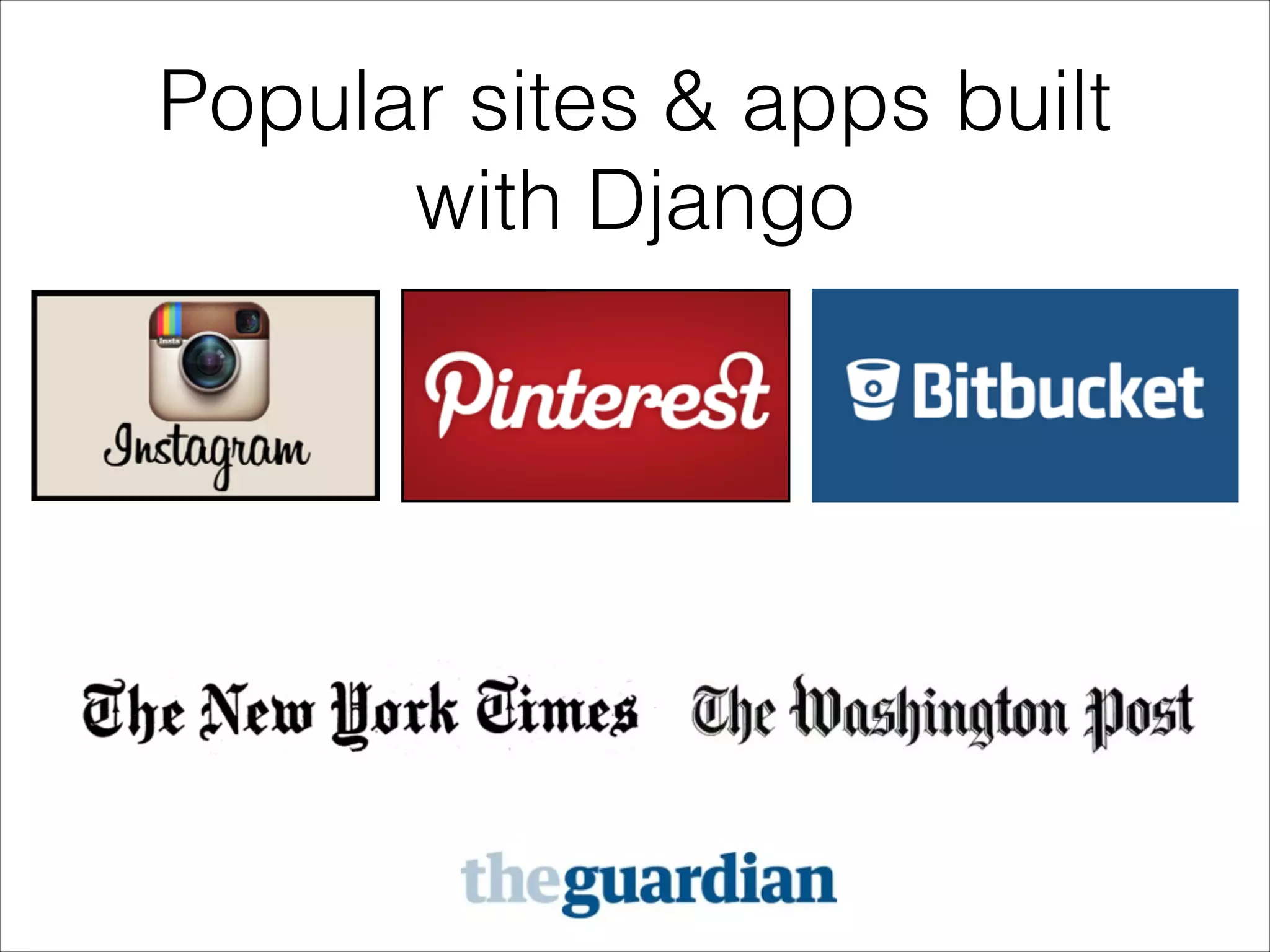 Popular sites & apps built
with Django
 