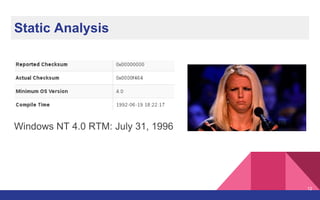 Static Analysis
Windows NT 4.0 RTM: July 31, 1996
12
 