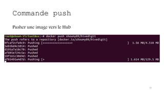 Commande push
Pusher une image vers le Hub
24
 