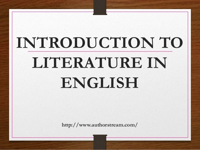 Introduction to Literature | Simple Book Production intro to literature