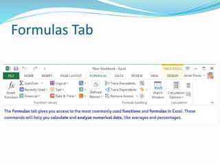 Formulas Tab
 