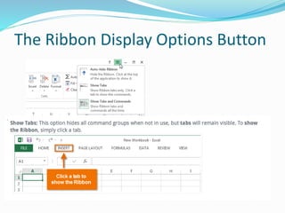 The Ribbon Display Options Button
 