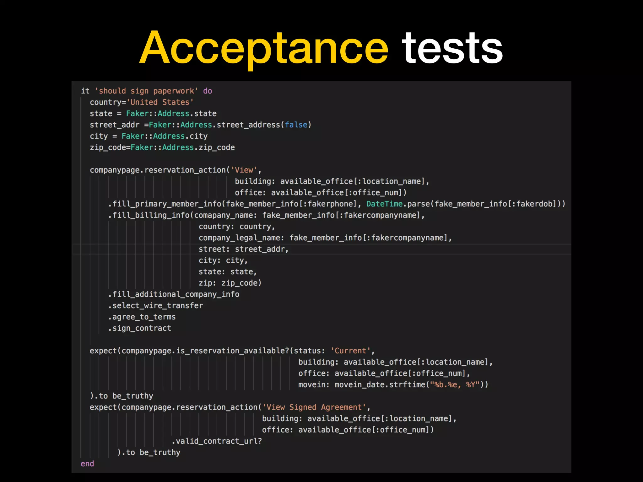 Acceptance tests
 