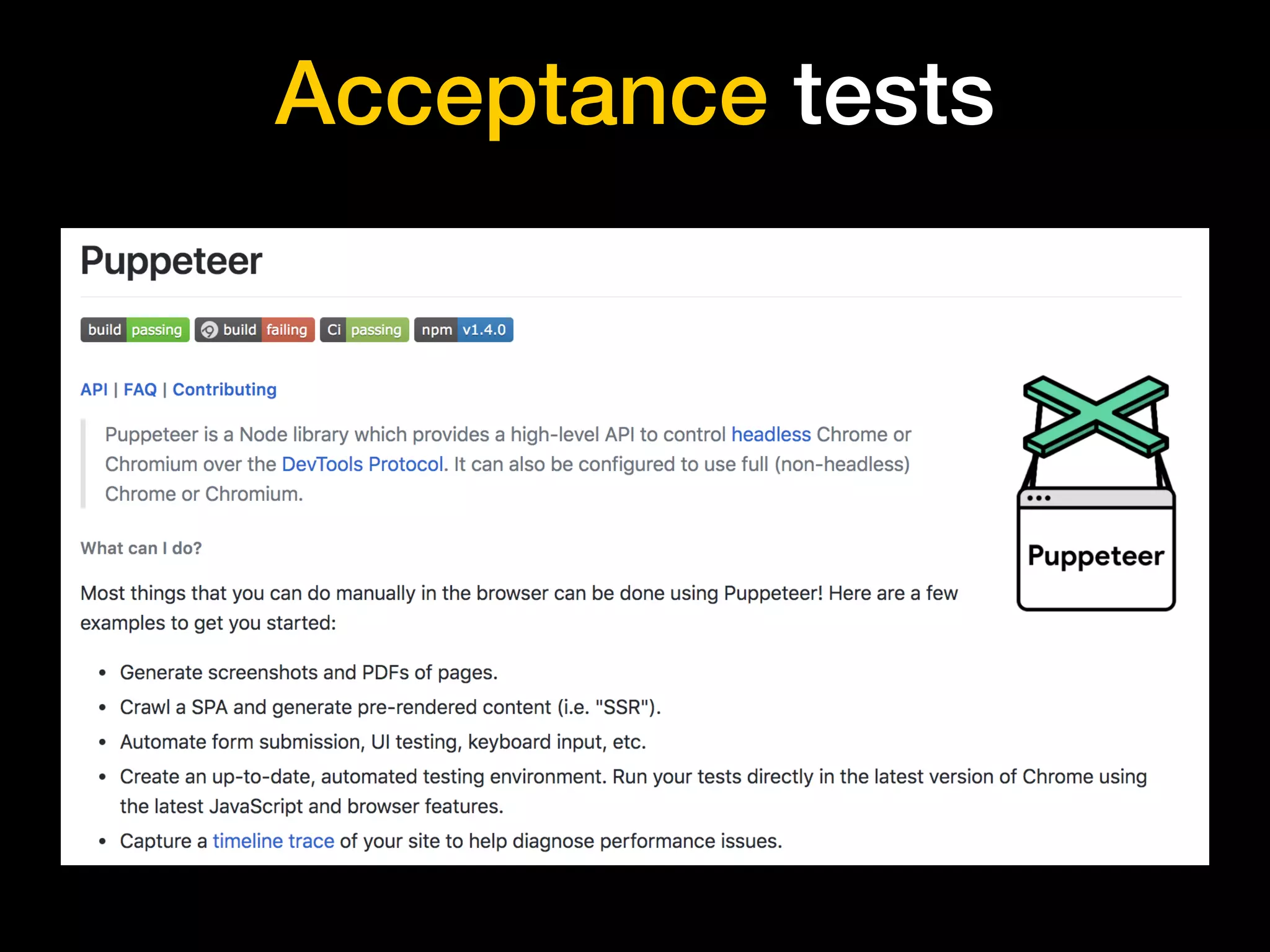 Acceptance tests
 