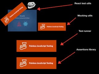 Assertions library
Test runner
React test utils
Mocking utils
 