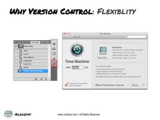 Academy www.codergv.com • All Rights Reserved
Why Version Control: Flexiblity
 