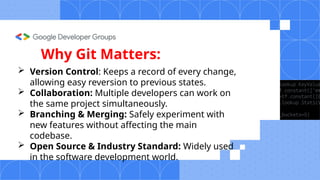 Introductio to Git and GitHub Session 2 by gdg on campus kab | PPTX