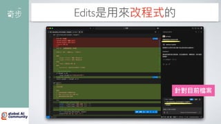 Edits是
用
來改程式的
針對
目
前檔案
 