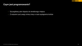 15INTERNAL© 2017 SAP SE or an SAP affiliate company. All rights reserved. ǀ
Czym jest programowanie?
• Szczegółowy plan dojazdu do określonego miejsca.
• Z wzięciem pod uwagi zmiany trasy w razie wystąpienia korków
 
