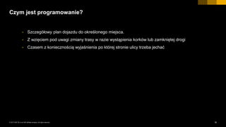 16INTERNAL© 2017 SAP SE or an SAP affiliate company. All rights reserved. ǀ
Czym jest programowanie?
• Szczegółowy plan dojazdu do określonego miejsca.
• Z wzięciem pod uwagi zmiany trasy w razie wystąpienia korków lub zamkniętej drogi
• Czasem z koniecznością wyjaśnienia po której stronie ulicy trzeba jechać
 