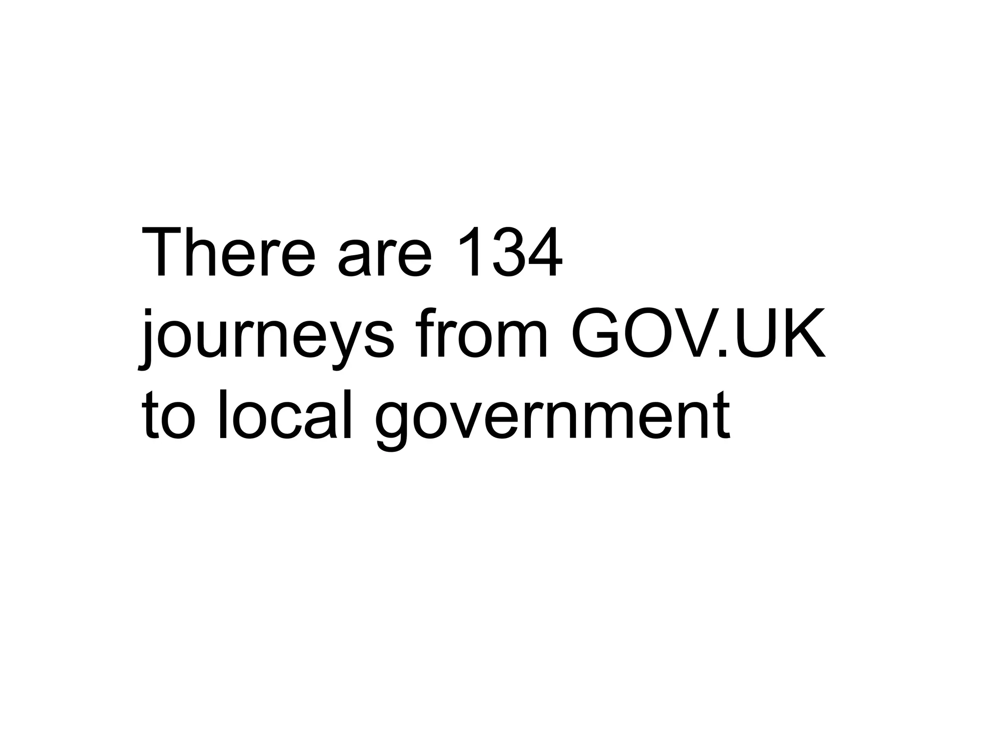 There are 134
journeys from GOV.UK
to local government
 