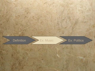 Definition   Ex: Music   Ex: Politics
 