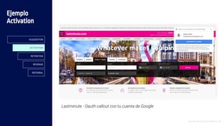 Introducción al Growth Hacking - 48
Lastminute - Oauth callout con tu cuenta de Google
Ejemplo
Activation
ACQUISITION
ACTIVATION
RETENTION
REVENUE
REFERRAL
 
