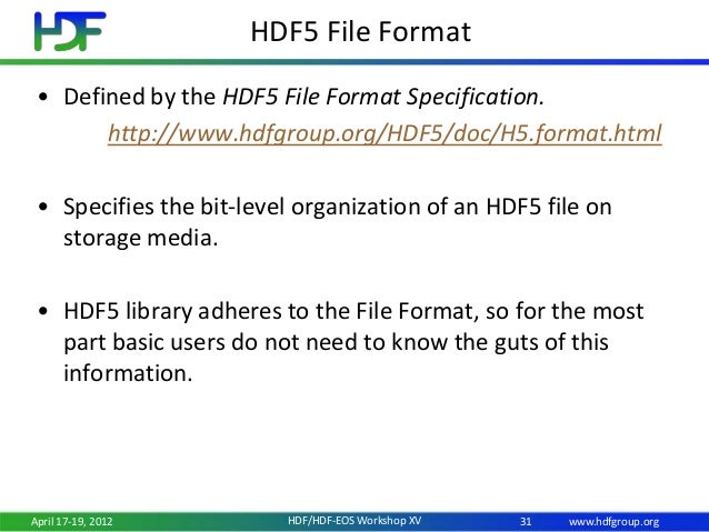 introduction to hdf5 data and programming models hdf file format