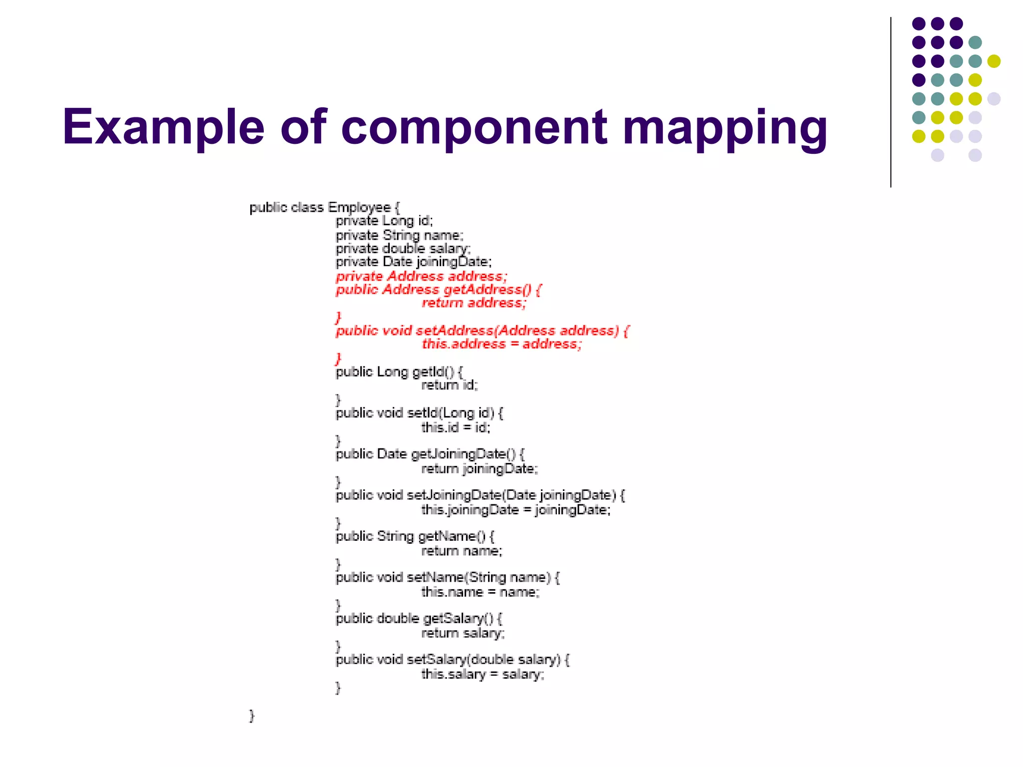 Example of component mapping 