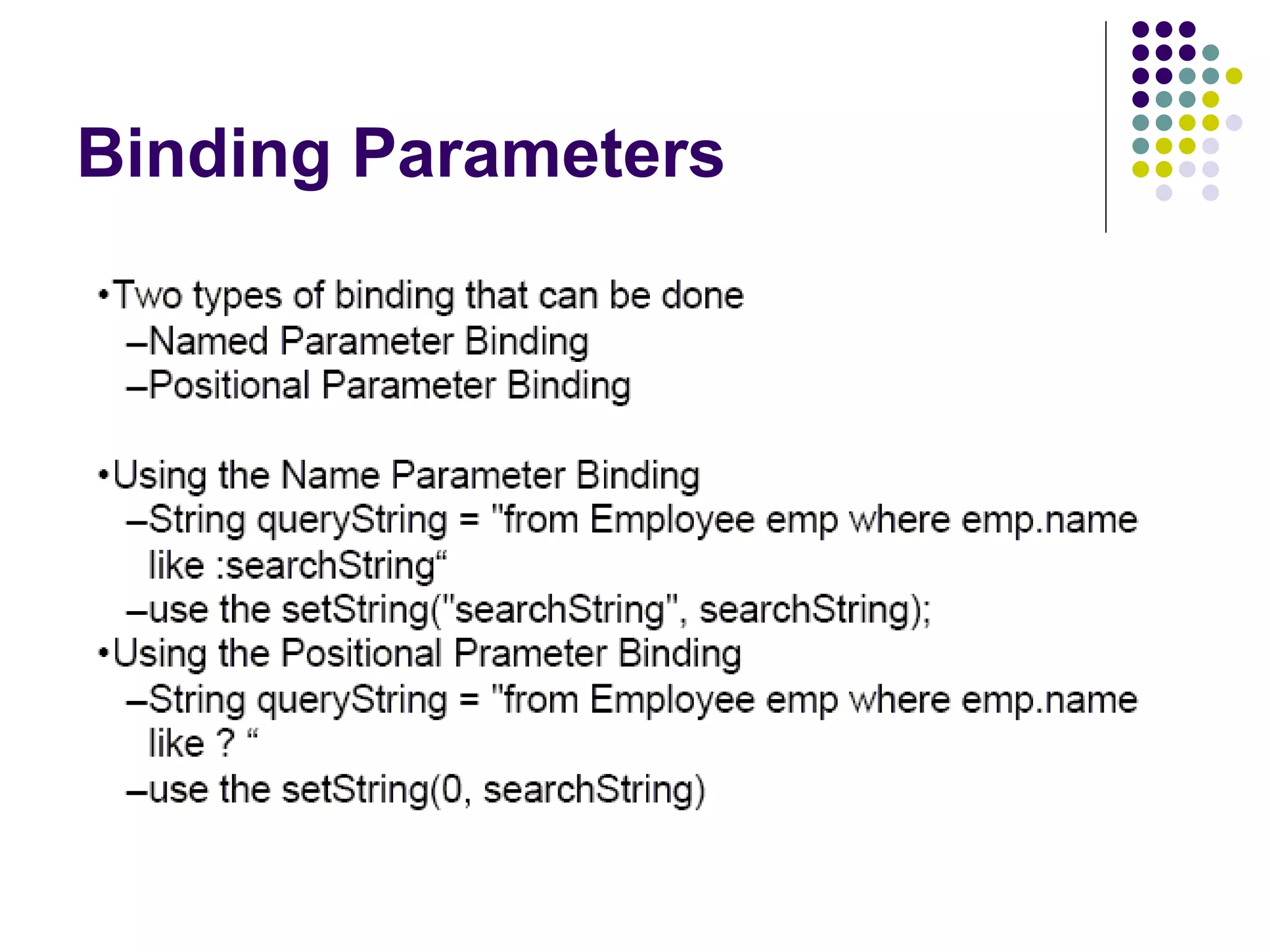 Binding Parameters 
