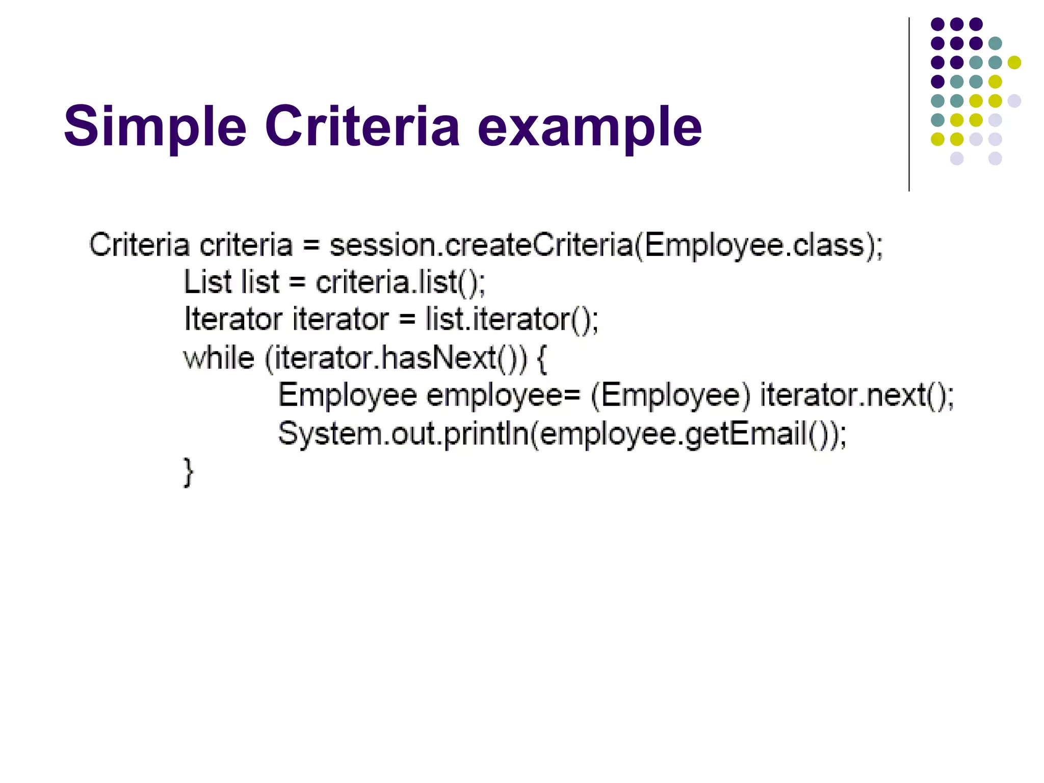 Simple Criteria example 