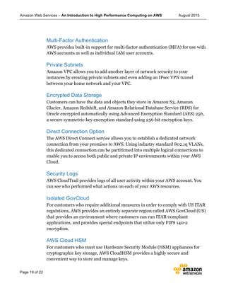 Amazon Web Services – An Introduction to High Performance Computing on AWS August 2015
Page 19 of 22
Multi-Factor Authenti...