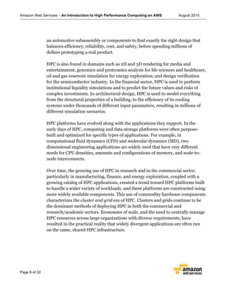 Amazon Web Services – An Introduction to High Performance Computing on AWS August 2015
Page 6 of 22
an automotive subassem...