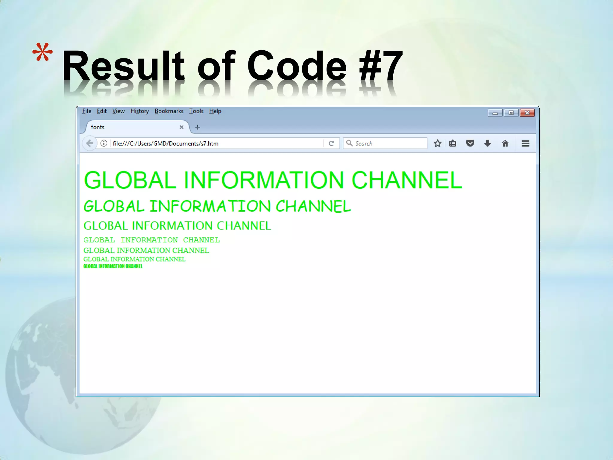 *Result of Code #7
 