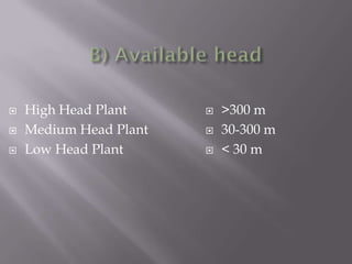  High Head Plant
 Medium Head Plant
 Low Head Plant
 >300 m
 30-300 m
 < 30 m
 