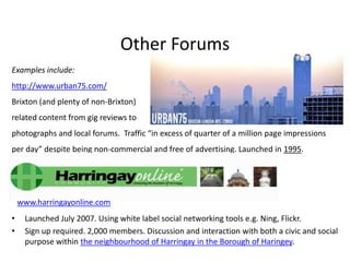 Ten characteristics of hyper-local onlineNews or Participation from the author. Opinion blended with facts. Participation from the community.Small is big.Medium agnostic.Obsessiveness. Independence. Link lovers. Passion.Lack of money.Produced by Sarah Hartley, editor of Guardian Local .http://sarahhartley.wordpress.com/2010/08/25/10-characteristics-of-hyperlocal/