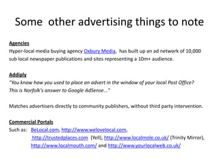 Lots of sites are using other off the shelf resources e.g. mySociety toolsFixMyStreet: report, view, or discuss local problems like graffiti, fly tipping, broken paving slabs, or street lighting.32,000 problems reported across the UK.  Users get updates and notifications that problems have been fixed.TheyWorkForYou:  one-stop shop about your Westminster MP.  Includes their voting record, speeches and email alerts when they speak in the House. 