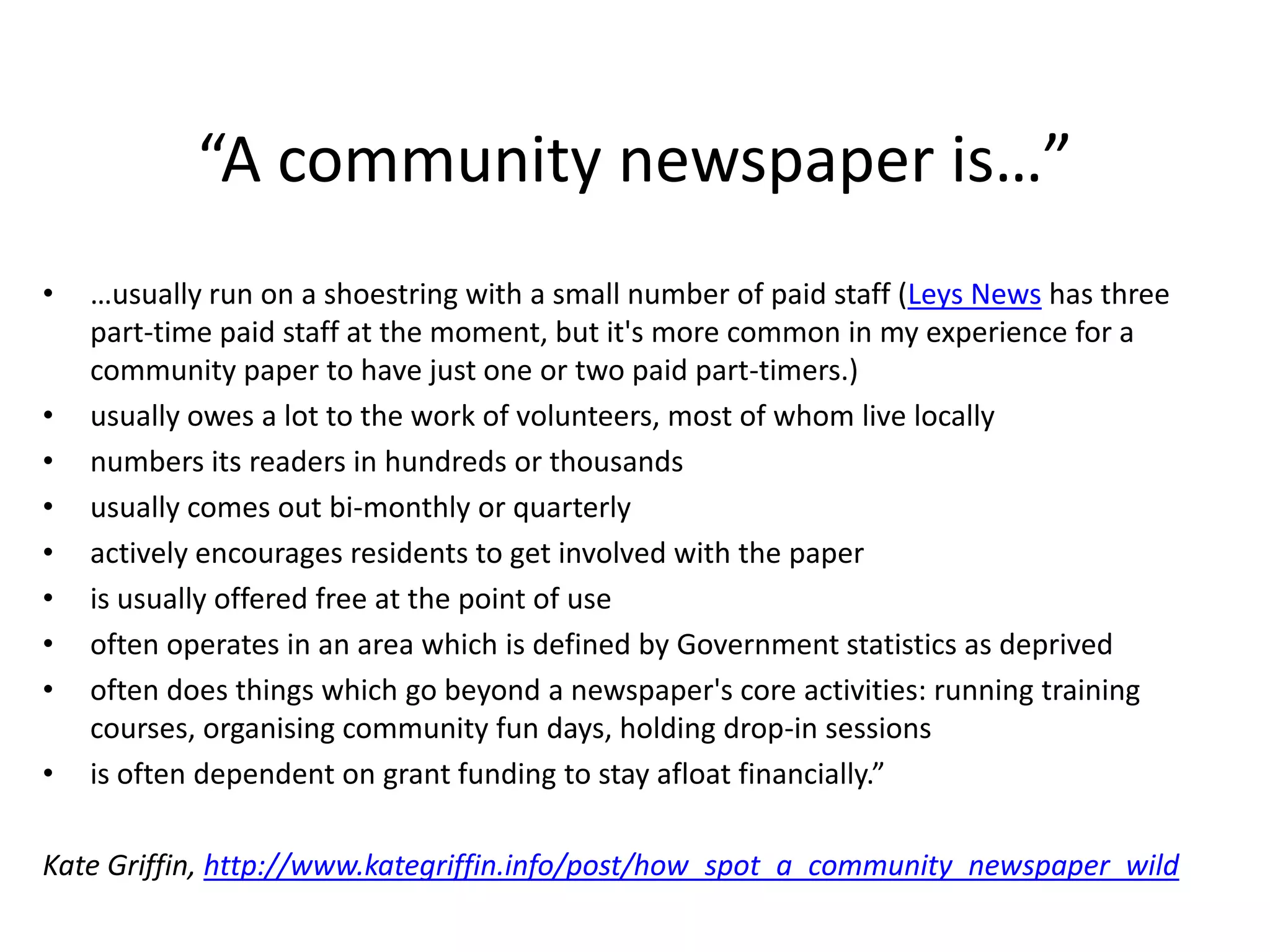 Local & Regional Press  Death of the local presses not quite happened just yet.