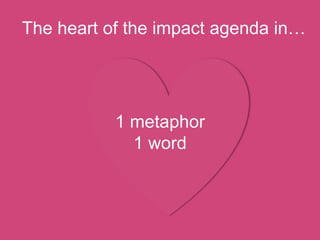 The heart of the impact agenda in…
1 metaphor
1 word
 