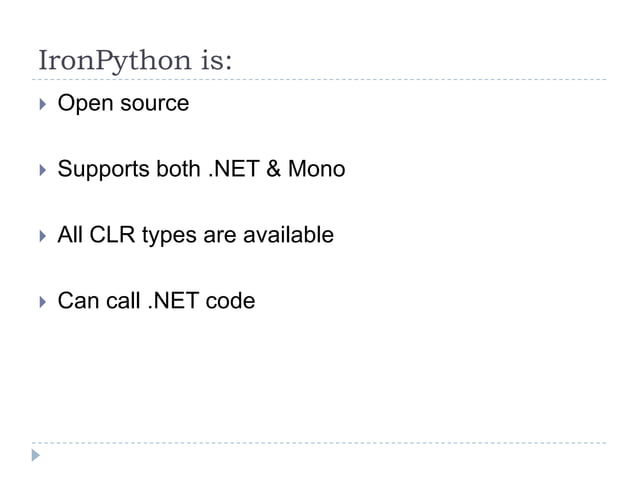 The .NET developer's introduction to IronPython | PPTX