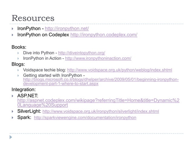 The .NET developer's introduction to IronPython | PPTX